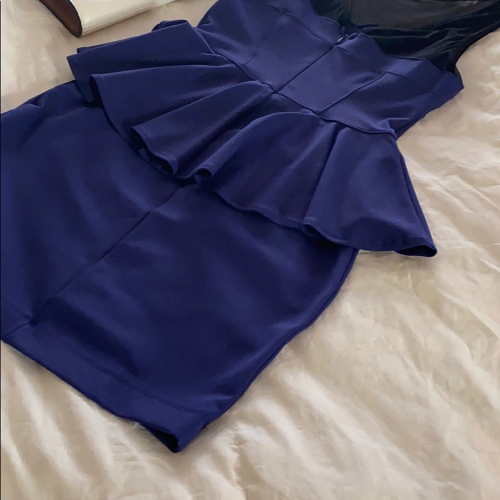Bebe Peplum Illusion Dress EUC - Picture 3 of 5